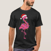 クリスマス フラミンゴ ライト 熱帯の祝日 Tシャツ (正面)