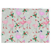 「クリスマス フラミンゴ」大きなホリデー ギフトバッグ (裏面)