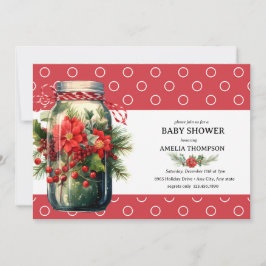 クリスマス フラワーデザイン | ホリデー ベイビーシャワー 招待状