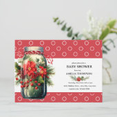 クリスマス フラワーデザイン | ホリデー ベイビーシャワー 招待状 (スタンド正面)