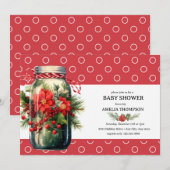 クリスマス フラワーデザイン | ホリデー ベイビーシャワー 招待状 (正面/裏面)