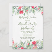 クリスマス フラワーペイント リーフ ブライズメイド ランチョン 招待状 (正面)