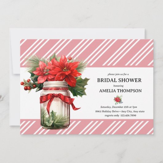 クリスマス フラワー | クリスマス ブライダル シャワー 招待状 (正面)