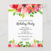 クリスマス フラワー グリーン ホリデー 招待状 (正面)