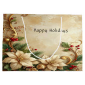 クリスマス フラワー ホリデー ギフト バッグ ラージペーパーバッグ (裏面)