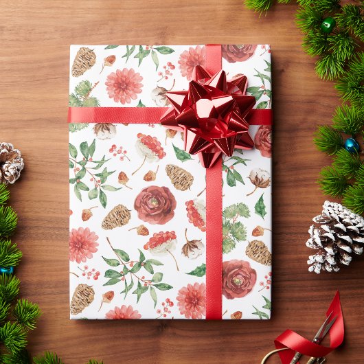 クリスマス+フラワー ラッピングペーパー