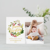 クリスマス フラワー 1 フォト 箔シーズンカード (立ち正面)