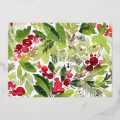 クリスマス フラワー 1 フォト 箔シーズンカード (裏面)