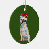 クリスマス·フランスのスカフツ·サンタのブルドッグ セラミックオーナメント (右)