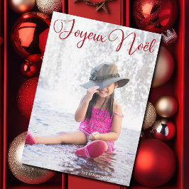 クリスマス フランス家族写真 おしゃれな赤い筆記体