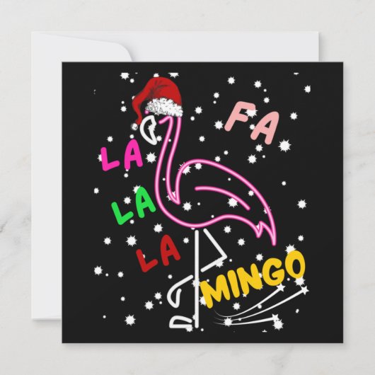 クリスマス フラ ラ ラ ラ ミンゴ エッセンシャル ノートカード (正面)