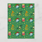 クリスマス、フレンチ・ホルンおよびマゼンタのドラム シーズンポストカード (正面)