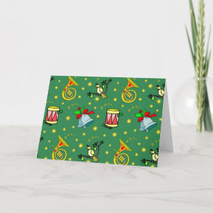 クリスマス-フレンチ・ホルン及びマゼンタのドラム シーズンカード