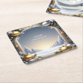 クリスマス フレーム ホリデー ペーパー コースター (アングル)