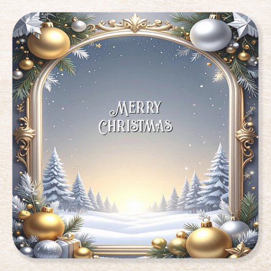 クリスマス フレーム ホリデー ペーパー コースター (正面)