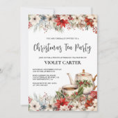 クリスマス フローラル アフタヌーンティー ホリデーパーティー 招待状 (正面)