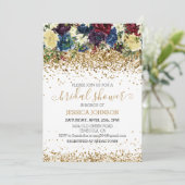 クリスマス フローラル ウィンター ブライダル シャワー ゴールド 招待状 (スタンド正面)