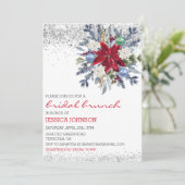 クリスマス フローラル ウィンター ブライダル ブラン  ポインセチア 招待状 (スタンド正面)