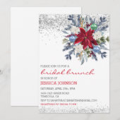 クリスマス フローラル ウィンター ブライダル ブラン  ポインセチア 招待状 (正面/裏面)