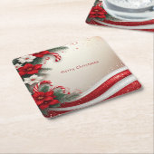 クリスマス フローラル キャンディー ケーンズ ホリデー ペーパー コースター (アングル)