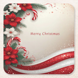 クリスマス フローラル キャンディー ケーンズ ホリデー ペーパー コースター