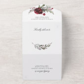 クリスマス フローラル グリーン ウォーターカラー ウェディング オールインワン招待状 (外側)