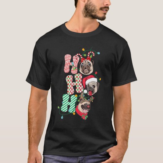 クリスマス フー フー フー パグ 犬グッズ クリスマス Tシャツ (正面)