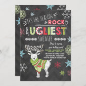 クリスマス·ブス·セーターパーティー黒板赤緑 招待状 (正面/裏面)