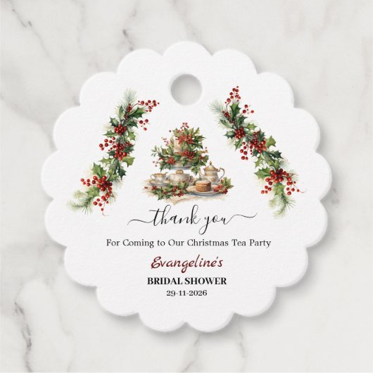 クリスマス ブライダルシャワーティーパーティー 感謝 フェイバータグ (正面)