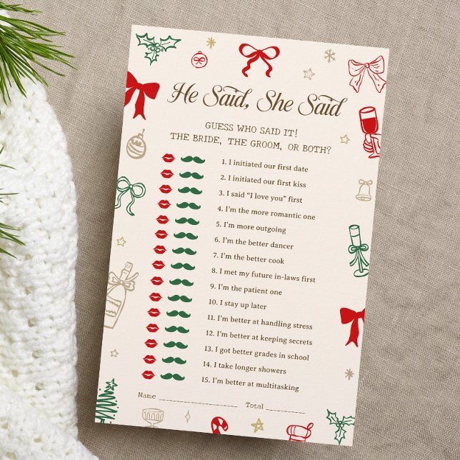 クリスマス ブライダルシャワー ヒーセッド・シーセッド ゲーム (クリエイターアップロード済み)