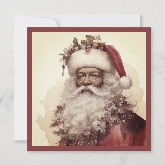 クリスマス ブラックサンタ - ロココ 赤 & 緑の飾り (正面)