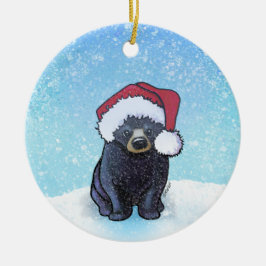 クリスマス ブラックベアの赤ちゃん セラミックオーナメント