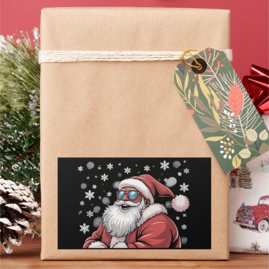 クリスマス ブラック アフリカ系アメリカ人 サンタ Xmas 長方形シール (クリスマス)