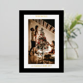 クリスマス ブラック ゴールド シンプル モダン フォト 箔シーズンカード (立ち正面)