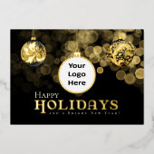 クリスマス ブラック ゴールド ビジネス ハッピー ホリデーズ 箔シーズンカード (正面)