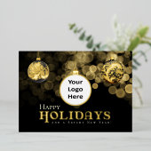 クリスマス ブラック ゴールド ビジネス ハッピー ホリデーズ 箔シーズンカード (立ち正面)