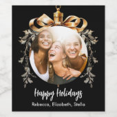 クリスマス ブラック ゴールド 宝玉 フレンズ フォト パーティー ワインラベル (シングルラベル)