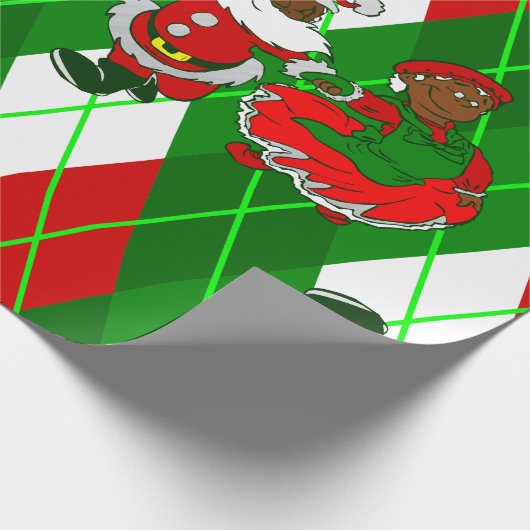 クリスマス・ブラック・サンタクロース・プリーダー ラッピングペーパー (角)