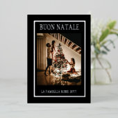 クリスマス ブラック＆シルバー シンプル モダン フォト 箔シーズンカード (立ち正面)