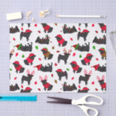 クリスマス·ブラック·パグ·ホワイト 薄葉紙 (クラフト)