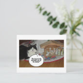 クリスマス・ブラック&ホワイト・キャット・ユーモア シーズンポストカード (スタンド正面)