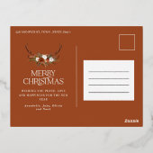 クリスマス ブラック ボタニカル エレガント 鹿 3枚組写真 箔シーズンポストカード (裏面)