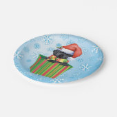 クリスマス・ブラック・ラボ ペーパープレート (アングル)