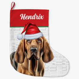 クリスマス・ブラッドハウンドの背景 ラージクリスマスストッキング
