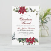 クリスマス ブランシュ 赤いポインセチアの花 水彩 招待状 (スタンド正面)