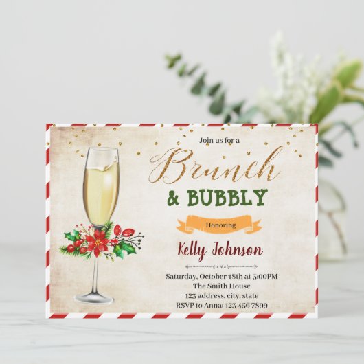 クリスマス·ブランチと泡立ったパーティの招待状 招待状 (スタンド正面)