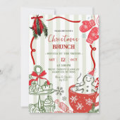 クリスマス・ブランチの落書き手描き 招待状 (正面)
