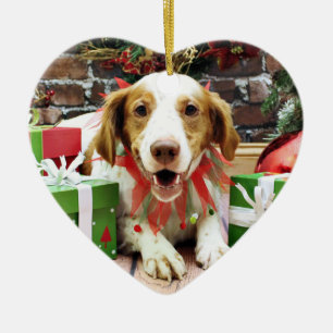 クリスマス-ブリッタニースパニエル犬- Kinnick セラミックオーナメント