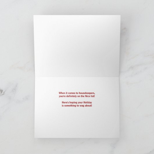 クリスマス・ブルドッグ・サンタハットの家政婦のために シーズンカード (内部)