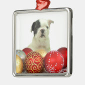 クリスマス·ブルドフランスのッグ メタルオーナメント (左)